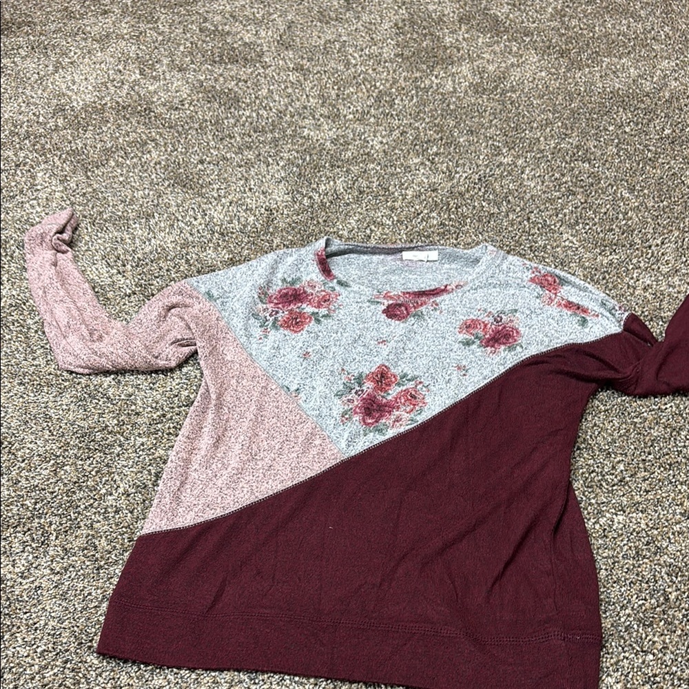 Floral Colorblock Sweater